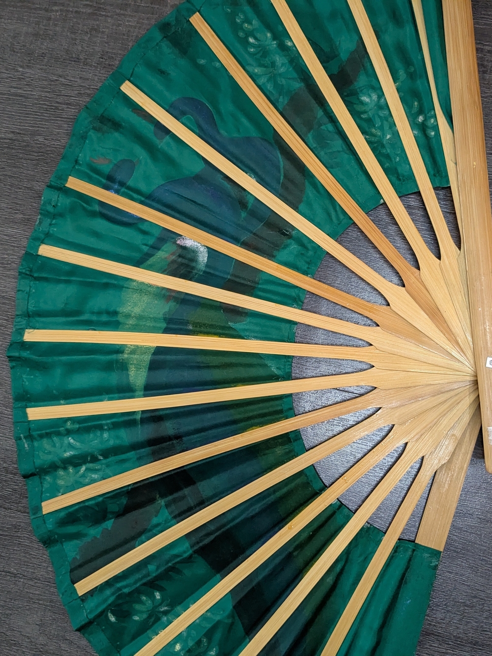 Vintage Decorative Peacock Wall Fan Handpainted Asian Floral Large 30" - Picture 14 of 16